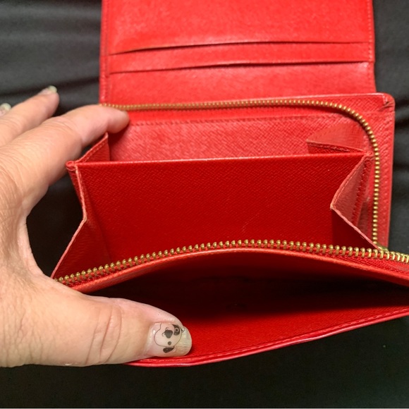 Preloved Rare Louis Vuitton Red Epi Porte Monnaie Billets Tresor Bifold Wallet - Picture 7 of 12
